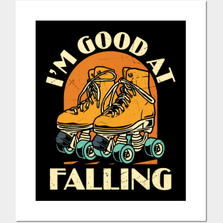 I'm Good At Falling Funny Roller Derby Graphic Roller Skater Roller Skate Lover Vintage Gift Posters and Art